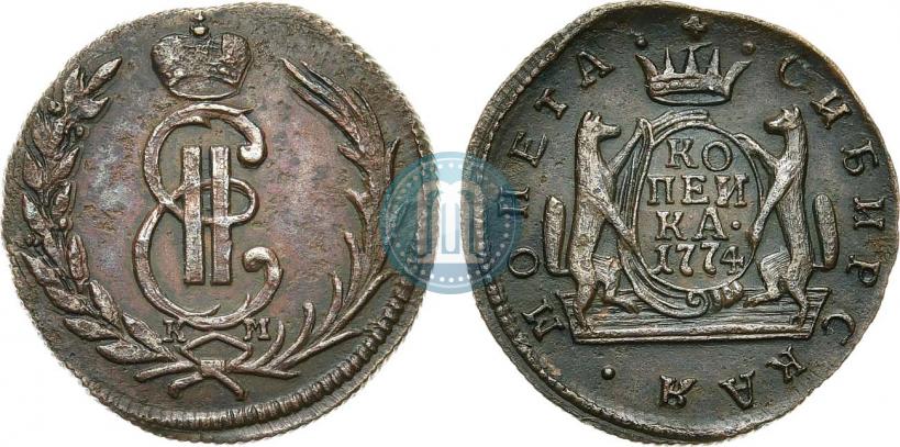 Picture 1 kopeck 1774 year КМ 