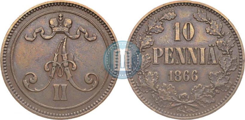 Фото 10 пенни 1866 года  