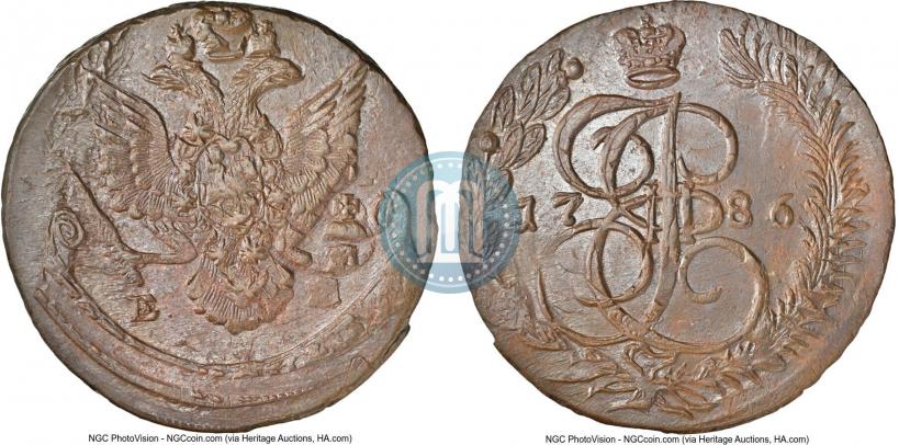Picture 5 kopecks 1786 year ЕМ 