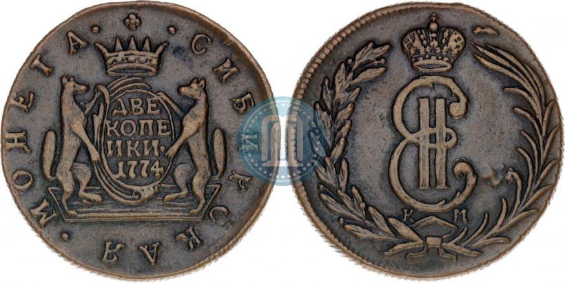 Picture 2 kopecks 1774 year КМ 