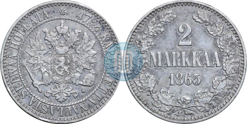 Picture 2 markkaa 1865 year S 