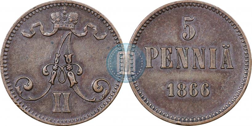 Picture 5 pennia 1866 year  