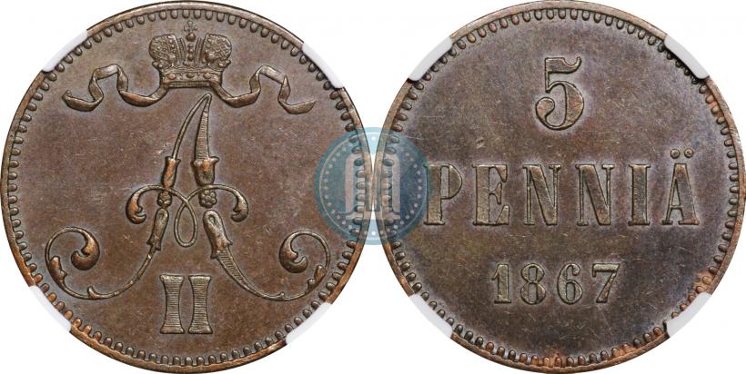 Picture 5 pennia 1867 year  