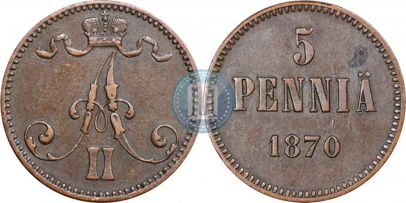Picture 5 pennia 1870 year  