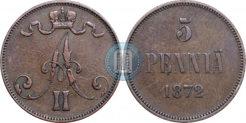 Picture 5 pennia 1872 year  