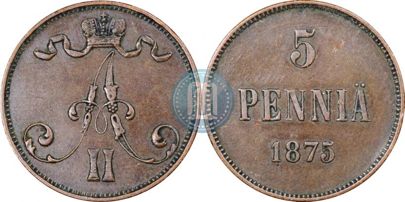 Picture 5 pennia 1875 year  