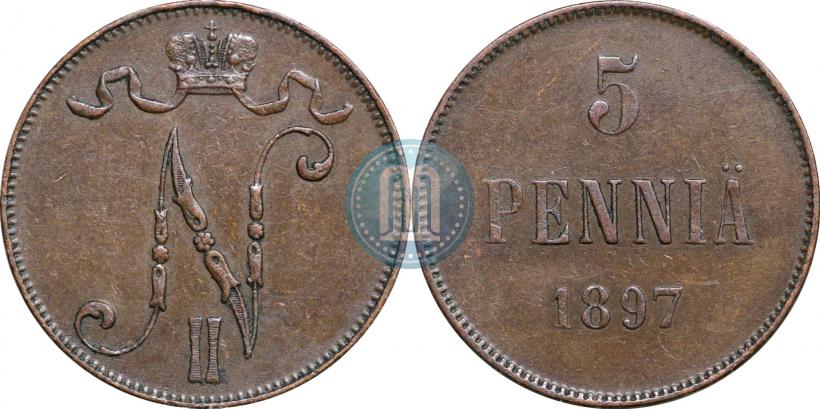 Picture 5 pennia 1897 year  