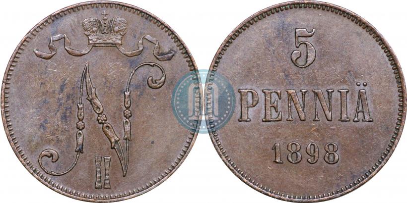 Picture 5 pennia 1898 year  