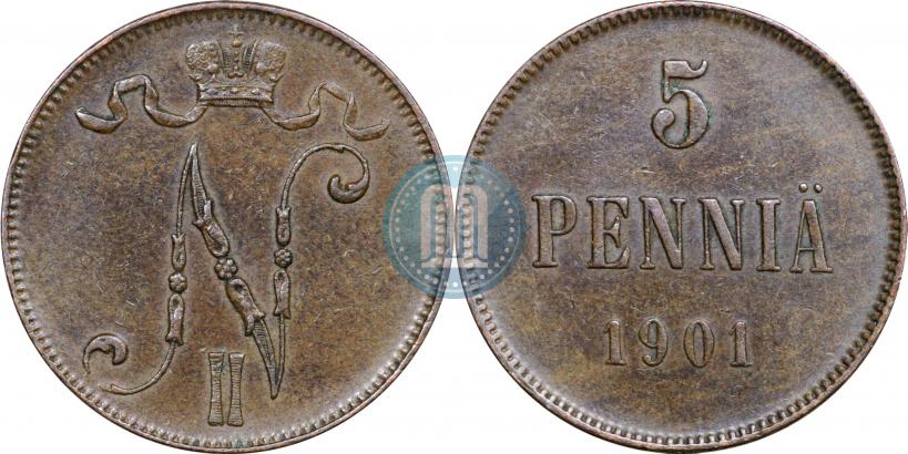 Picture 5 pennia 1901 year  