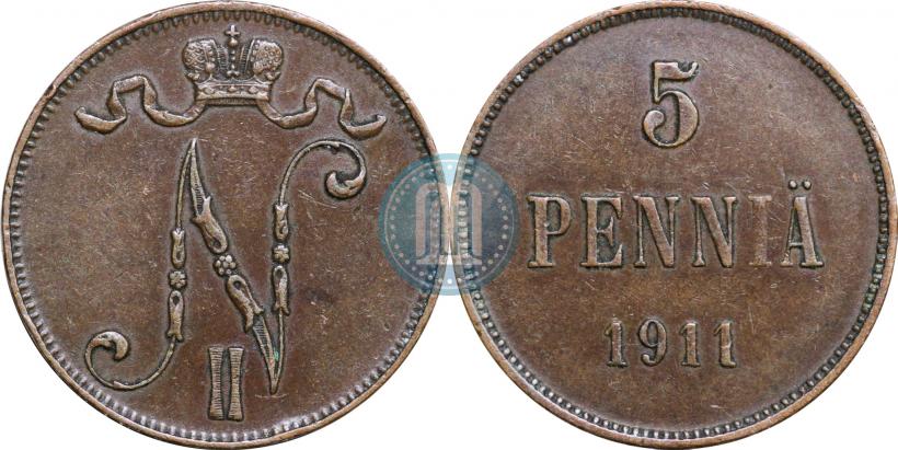 Picture 5 pennia 1911 year  
