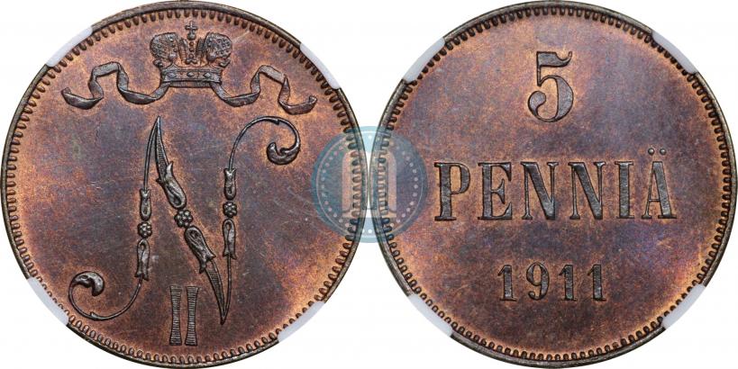 Picture 5 pennia 1911 year  