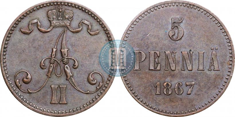 Picture 5 pennia 1867 year  