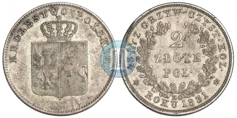 Picture 2 złote 1831 year KG "Polish uprising"