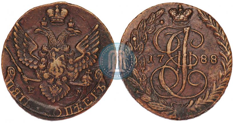 Picture 5 kopecks 1788 year ЕМ 