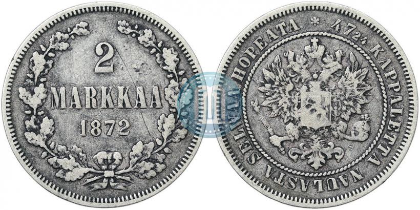 Picture 2 markkaa 1872 year S 