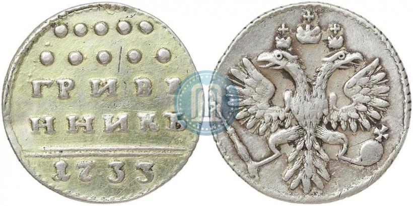Фото Гривенник 1733 года  
