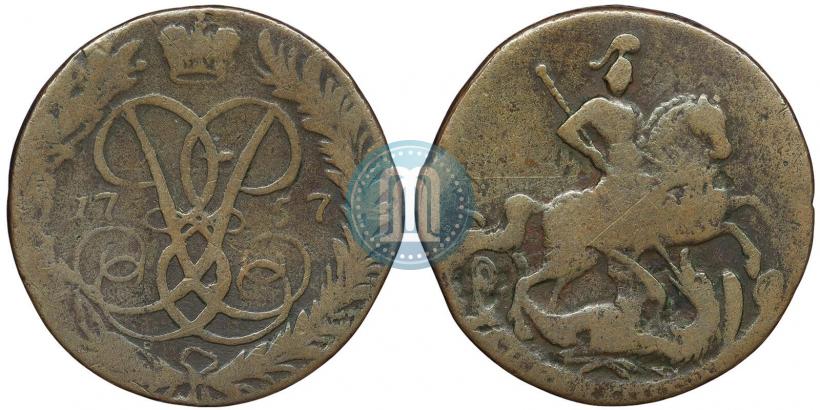 Picture 2 kopecks 1757 year  "Nominal under St. George"