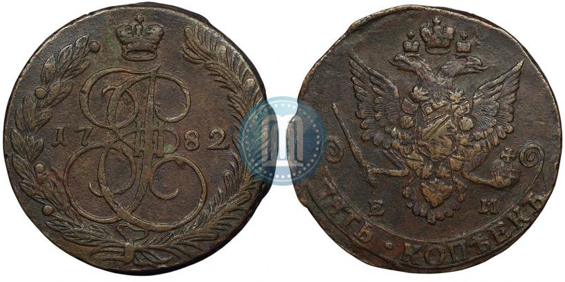 Фото 5 копеек 1782 года ЕМ 