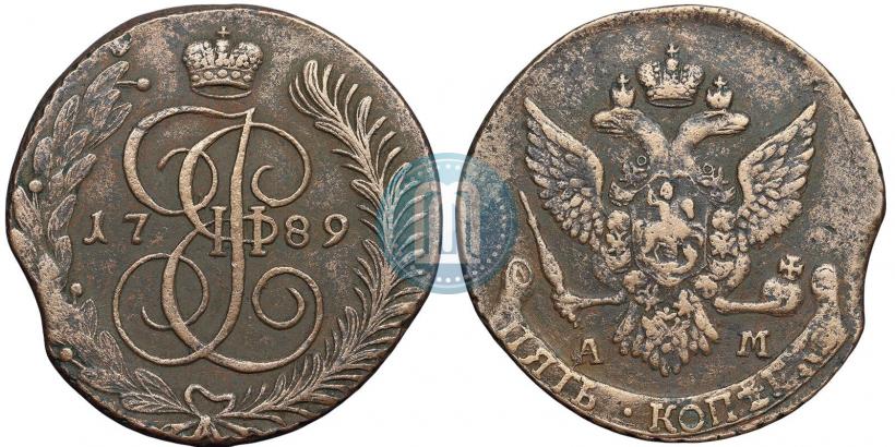 Фото 5 копеек 1789 года АМ 