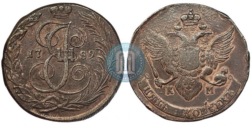 Фото 5 копеек 1789 года КМ 