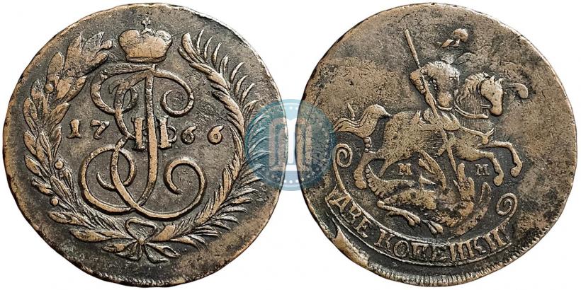 Фото 2 копейки 1766 года ММ 