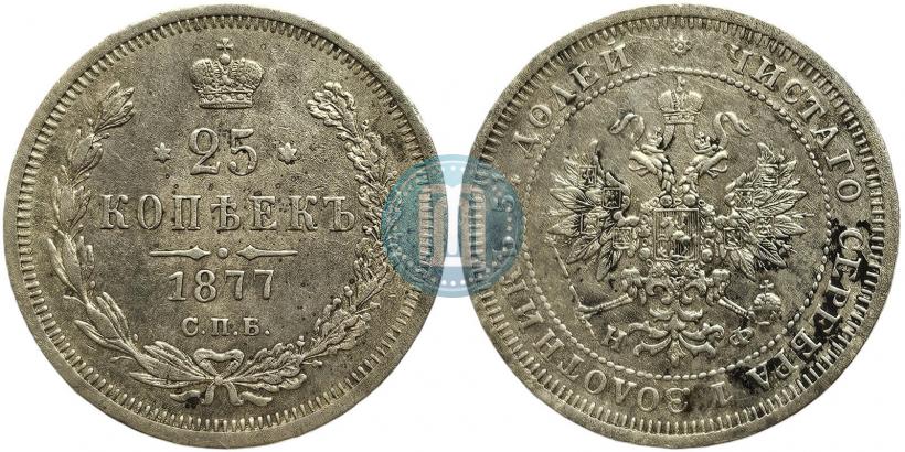Фото 25 копеек 1877 года СПБ-НФ 