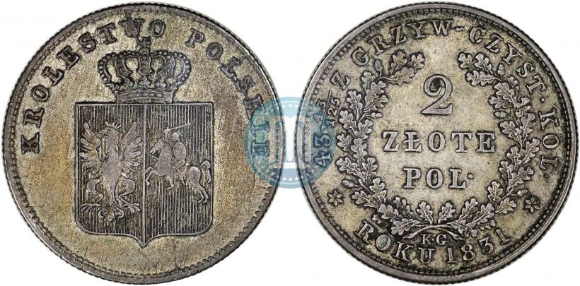 Фото 2 злотых 1831 года KG "Польское восстание"