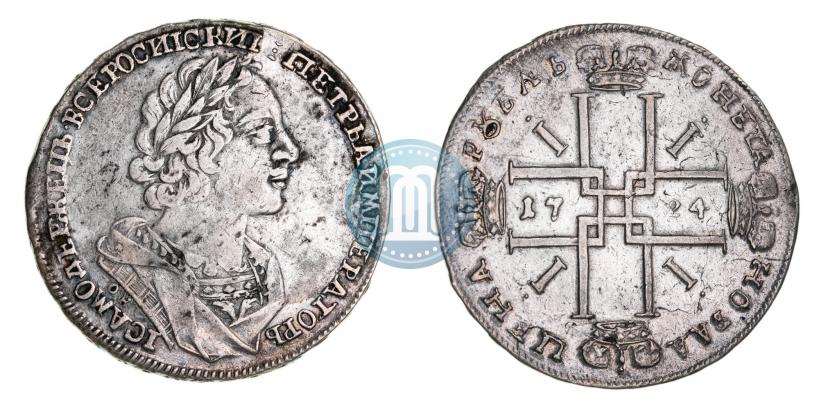 Фото 1 рубль 1724 года OK "Портрет в античных доспехах"