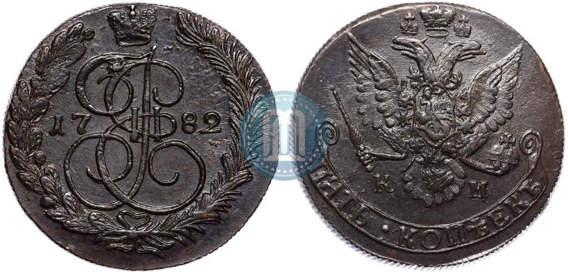Фото 5 копеек 1782 года КМ 