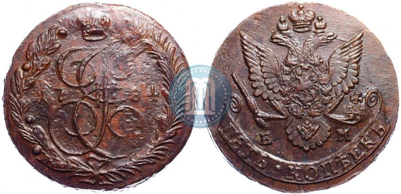 Фото 5 копеек 1784 года ЕМ 