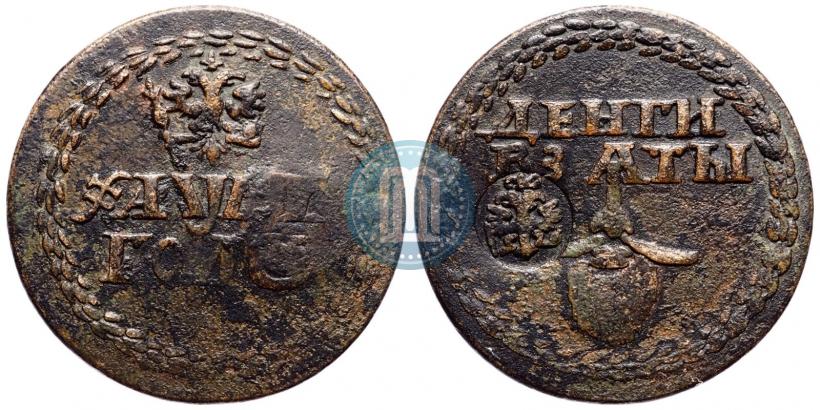 Picture Beard token coin 1705 year  "With overstrike"