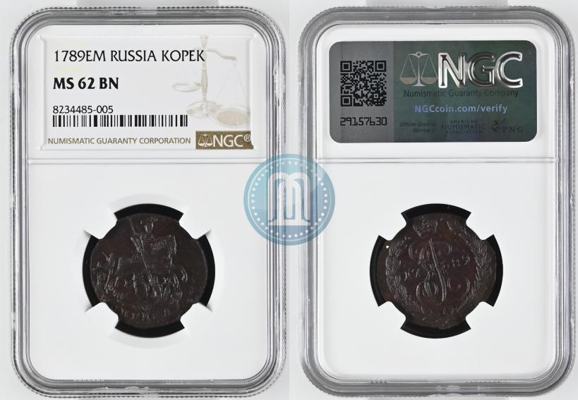 Picture 1 kopeck 1789 year ЕМ 