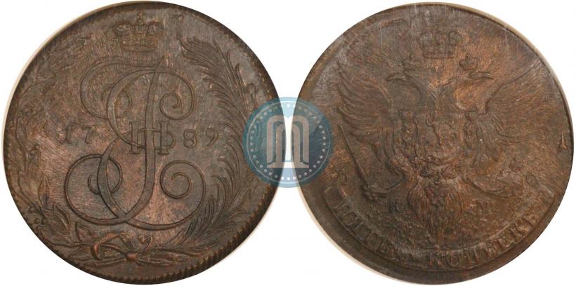 Фото 5 копеек 1789 года КМ 