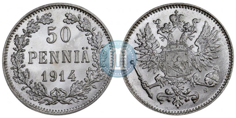 Фото 50 пенни 1914 года S 