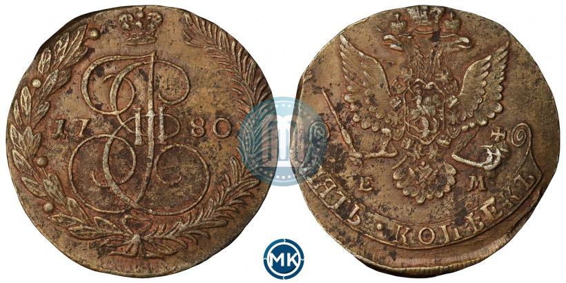 Picture 5 kopecks 1780 year ЕМ 