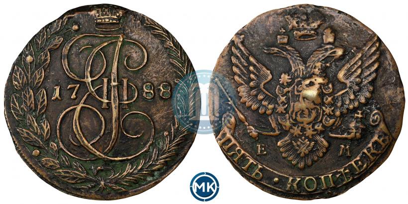 Picture 5 kopecks 1788 year ЕМ 