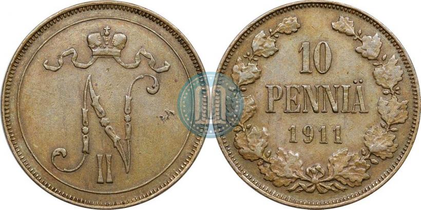 Picture 10 pennia 1911 year  