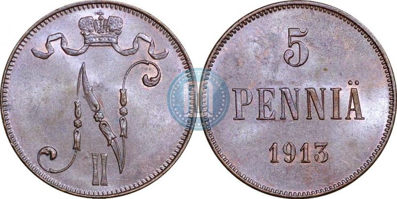 Фото 5 пенни 1913 года  