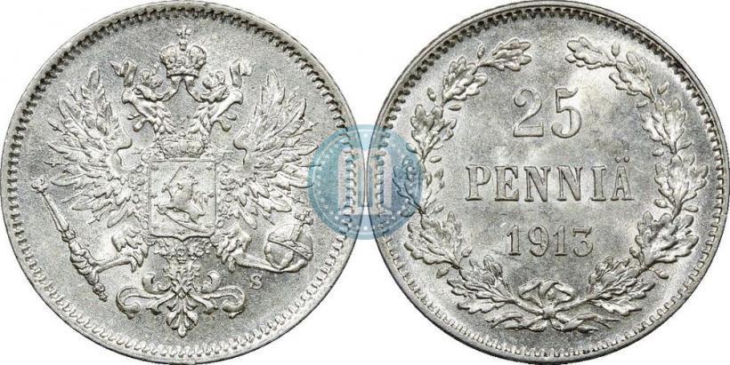 Фото 25 пенни 1913 года S 