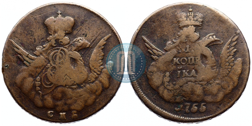 Picture 1 kopeck 1755 year СПБ 