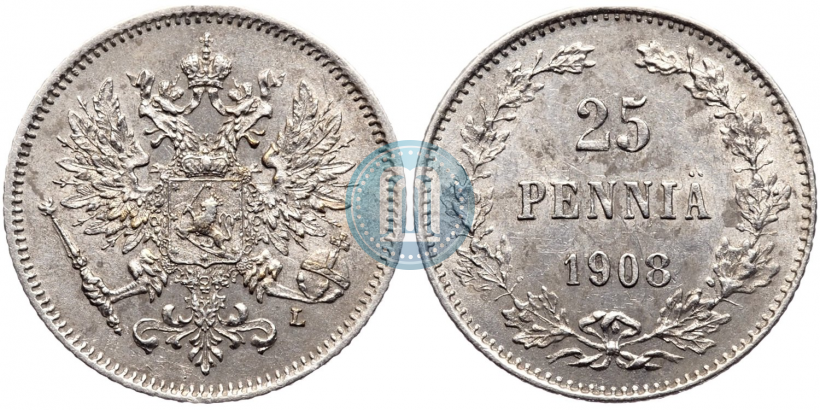 Picture 25 pennia 1908 year L 