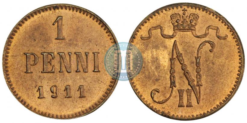 Фото 1 пенни 1911 года  
