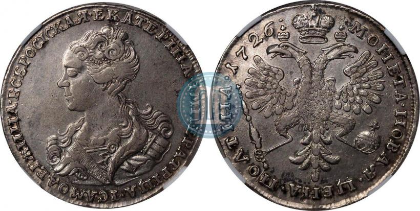 Фото Полтина 1726 года  "Московский тип, портрет влево"