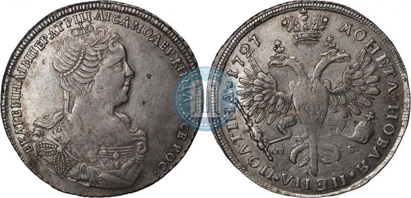 Picture Poltina 1727 year СПБ "Petersburg type, portrait turned to the right"