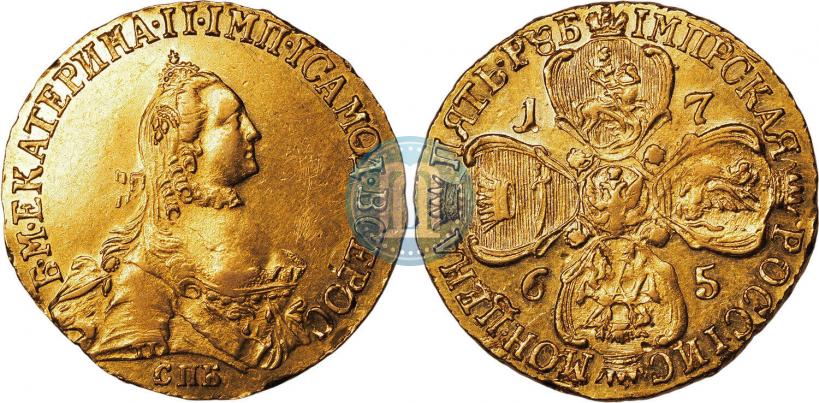 Picture 5 roubles 1765 year СПБ-Т.I. 