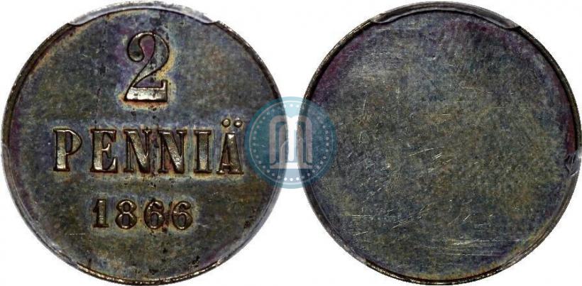 Picture 2 pennia 1866 year  "Pattern"