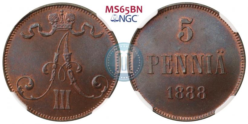 Picture 5 pennia 1888 year  