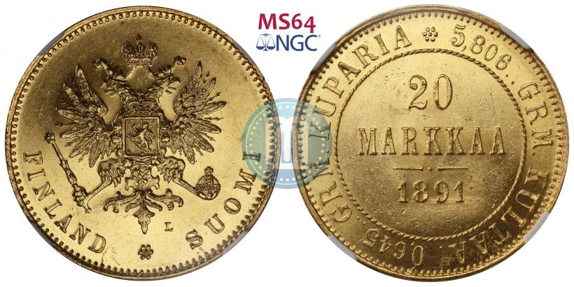 Picture 20 markkaa 1891 year L 