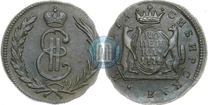 Фото 1 копейка 1774 года КМ 