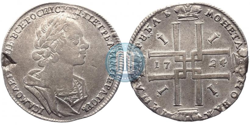 Фото 1 рубль 1724 года  "Портрет в античных доспехах"